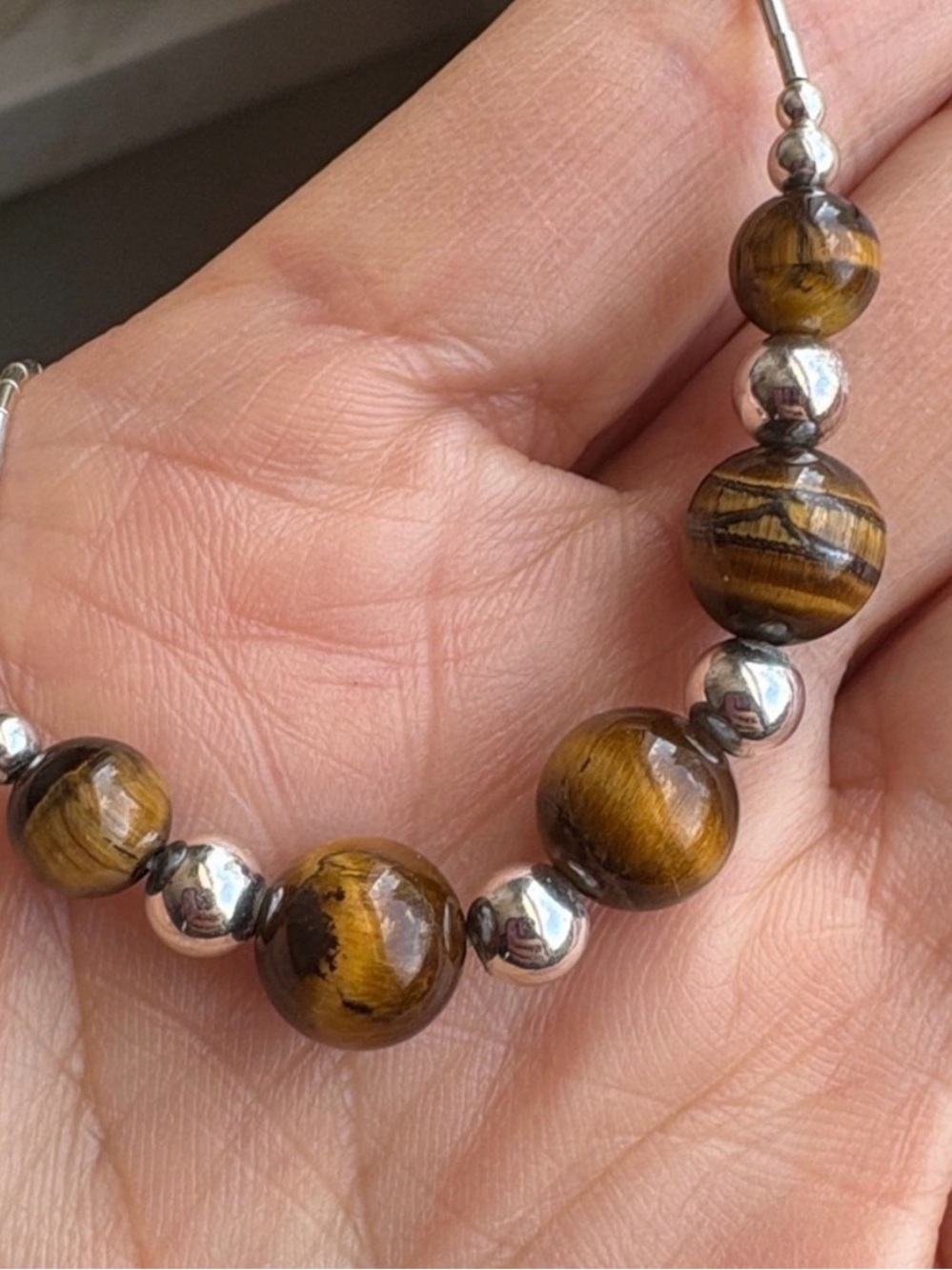 Genuine Sterling Silver & Tiger’s Eye Necklace and Earrings Set